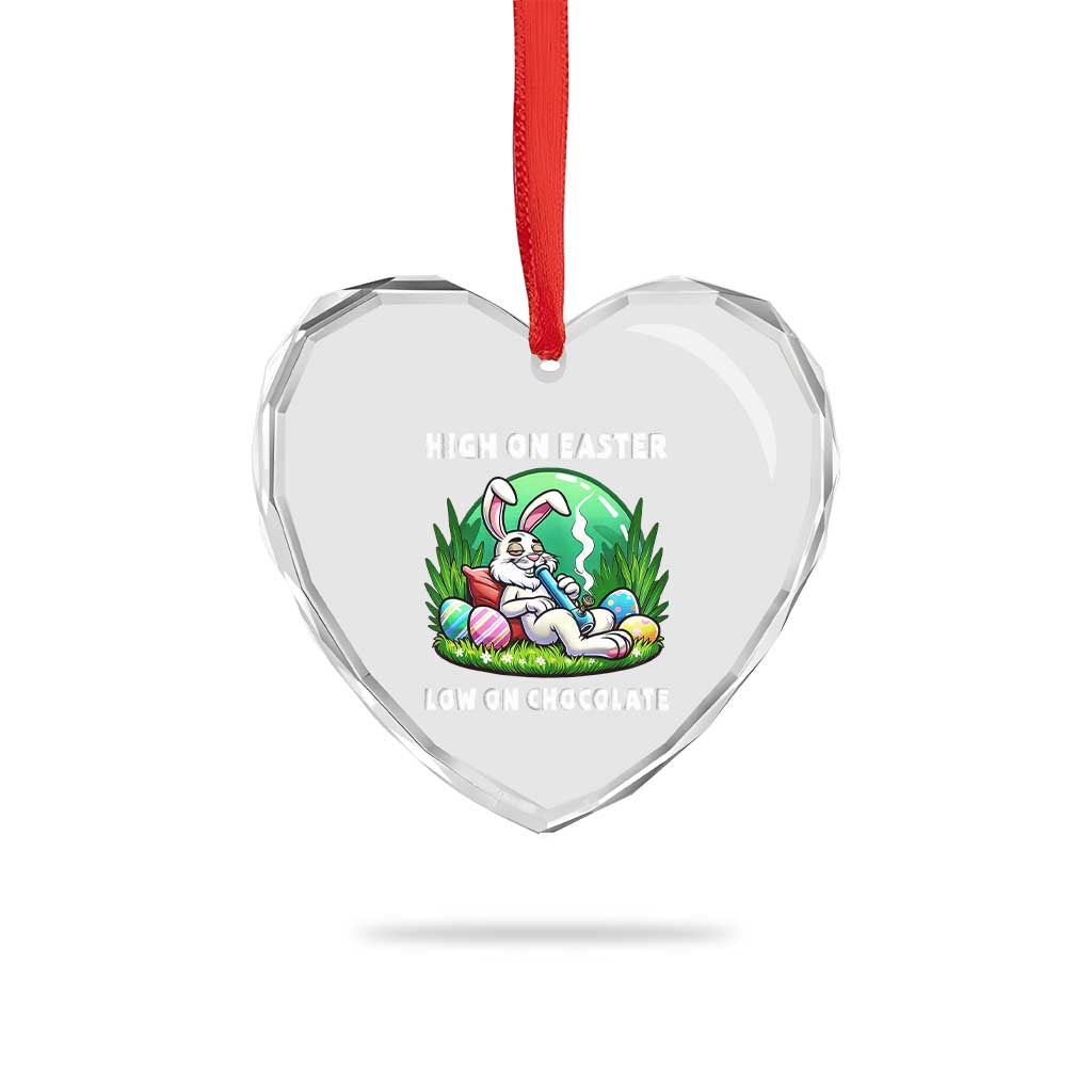 Happy 420 Easter Heart Crystal Glass Ornament Funny Bunny Marijuana Cannabis Weed TS02 Print Your Wear