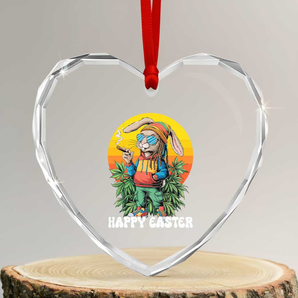 Happy 420 Easter Heart Crystal Glass Ornament Funny Bunny Smoking Weed TS02 Transparent Glass 3'' Heart Print Your Wear