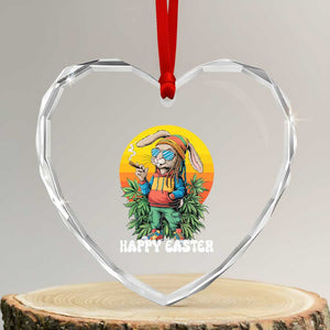 Happy 420 Easter Heart Crystal Glass Ornament Funny Bunny Smoking Weed TS02 Transparent Glass 3'' Heart Print Your Wear