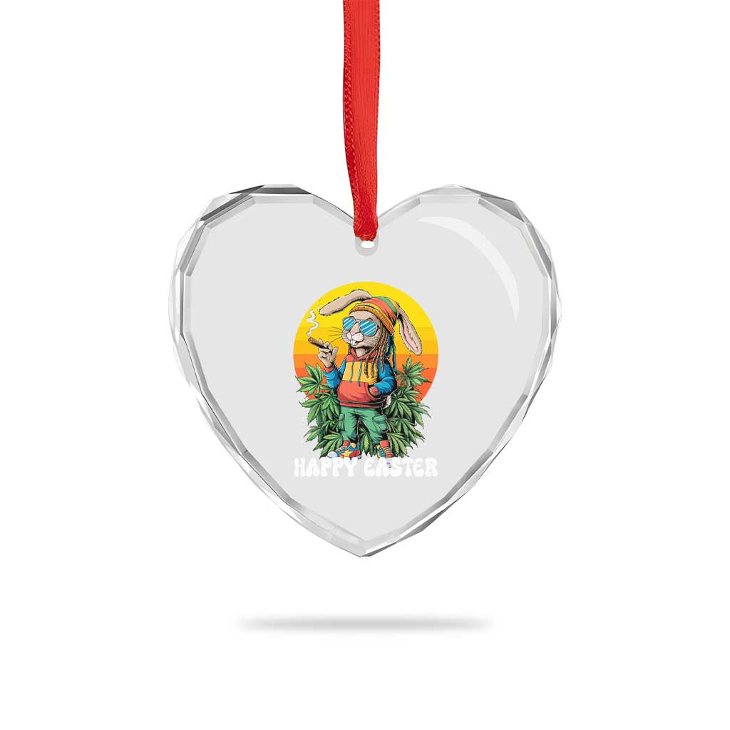Happy 420 Easter Heart Crystal Glass Ornament Funny Bunny Smoking Weed TS02 Print Your Wear