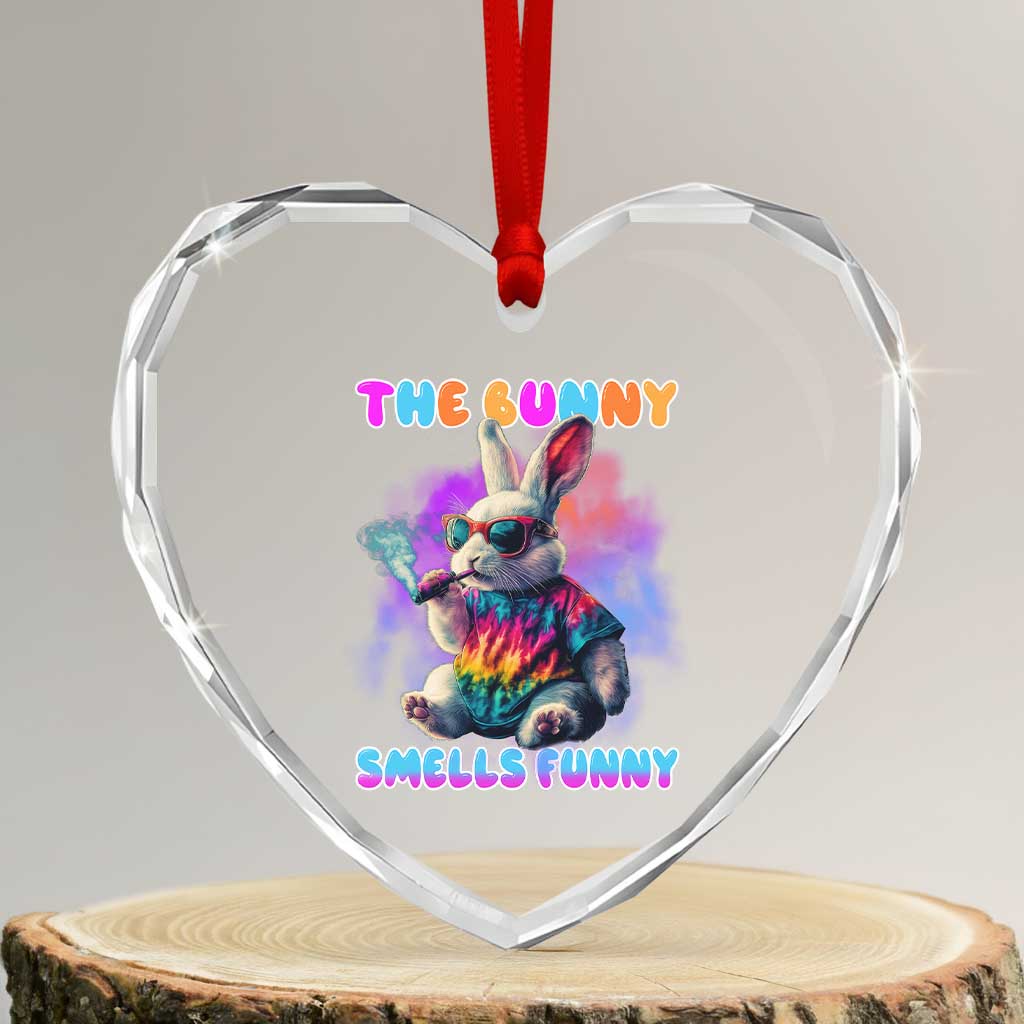 Happy 420 Easter Heart Crystal Glass Ornament Funny Smoking Easter Bunny Smells Funny Easter TS10 Transparent Glass 3'' Heart Print Your Wear