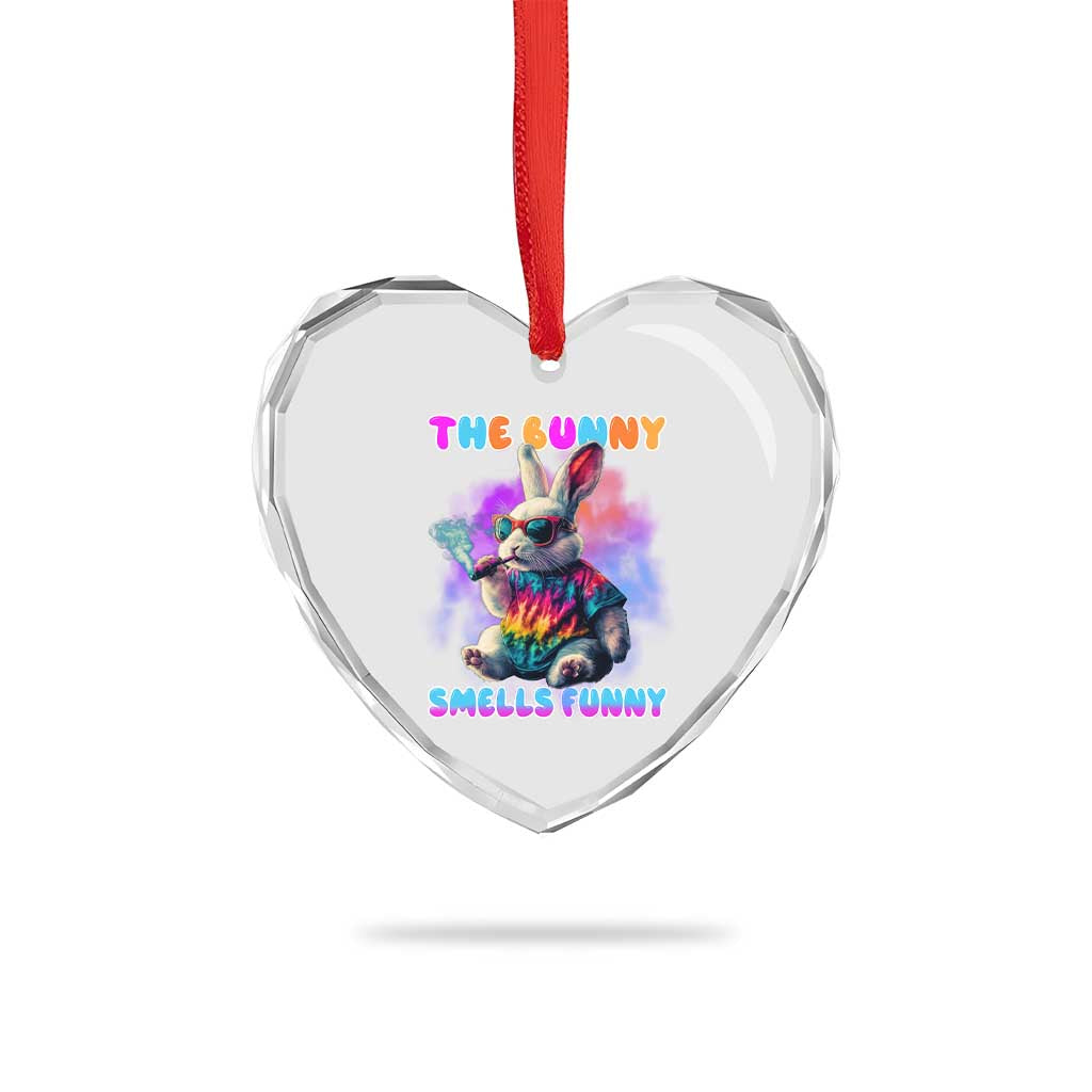 Happy 420 Easter Heart Crystal Glass Ornament Funny Smoking Easter Bunny Smells Funny Easter TS10 Print Your Wear