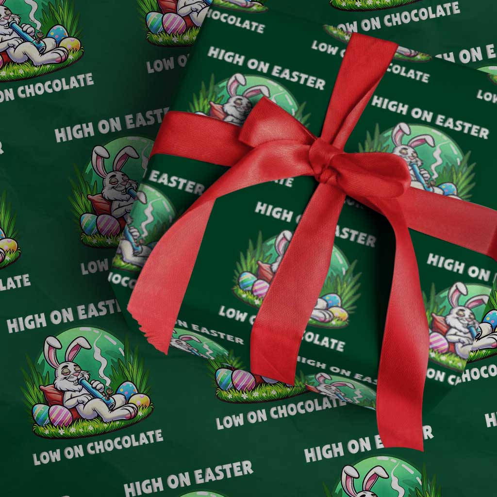 Happy 420 Easter Wrapping Paper Roll Funny Bunny Marijuana Cannabis Weed TS02 Green Print Your Wear