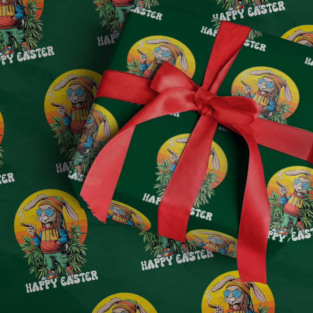 Happy 420 Easter Wrapping Paper Roll Funny Bunny Smoking Weed TS02 Green Print Your Wear