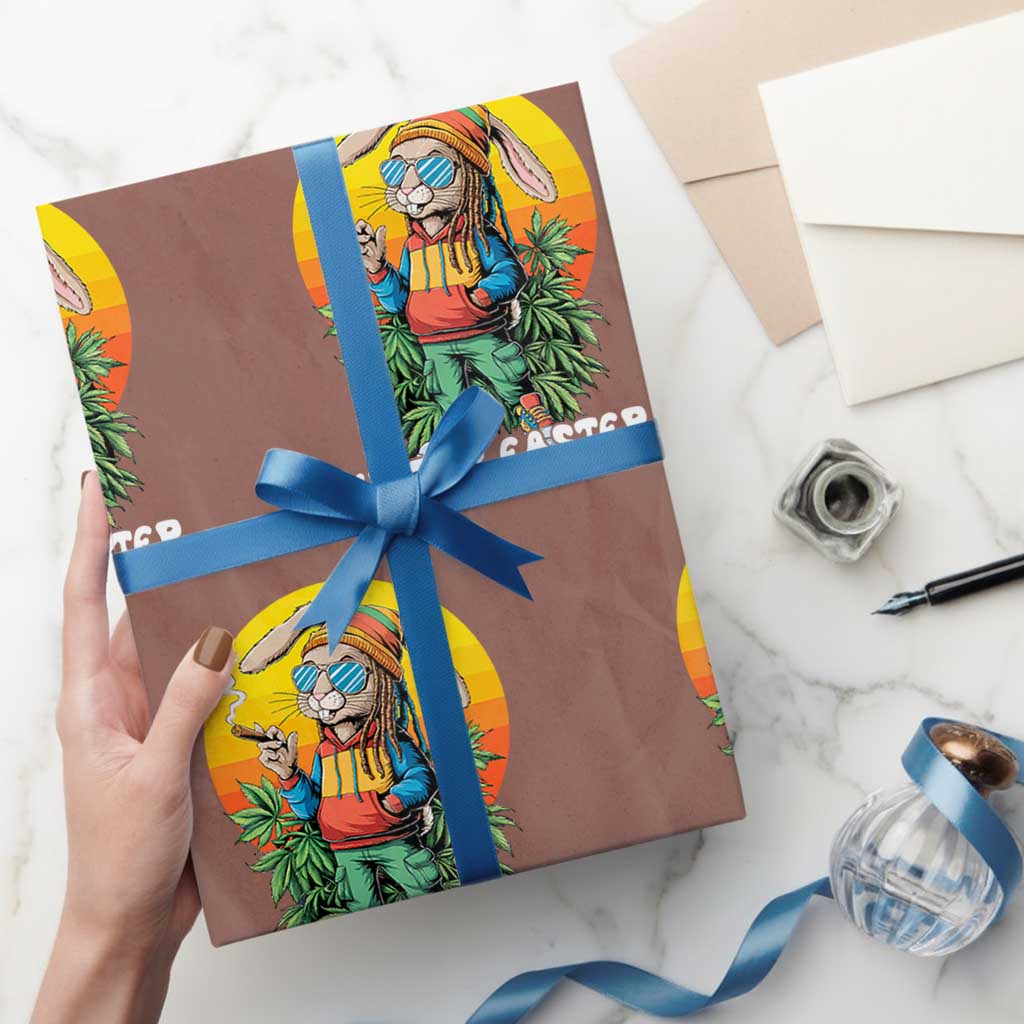 Happy 420 Easter Wrapping Paper Roll Funny Bunny Smoking Weed TS02 Mocha Print Your Wear