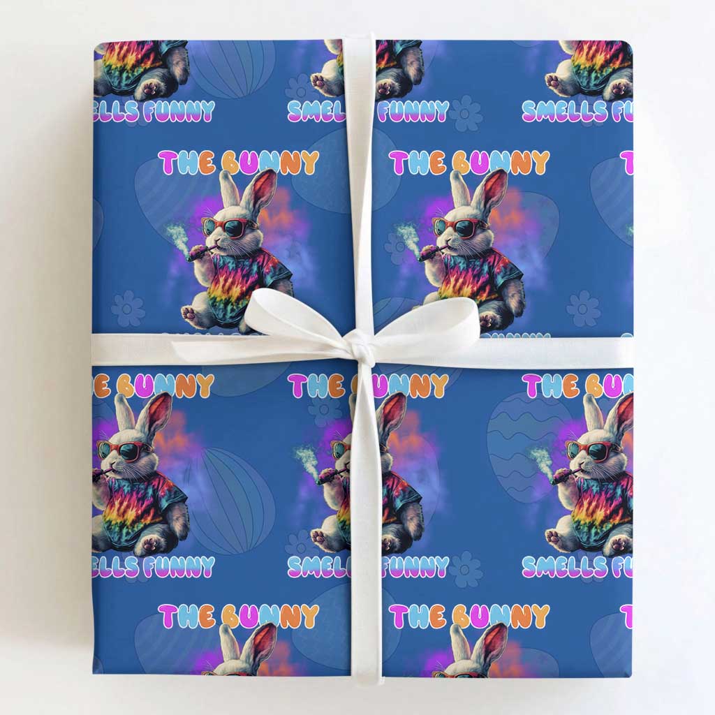 Happy 420 Easter Wrapping Paper Roll Funny Smoking Easter Bunny Smells Funny Easter TS10 Royal Blue Print Your Wear