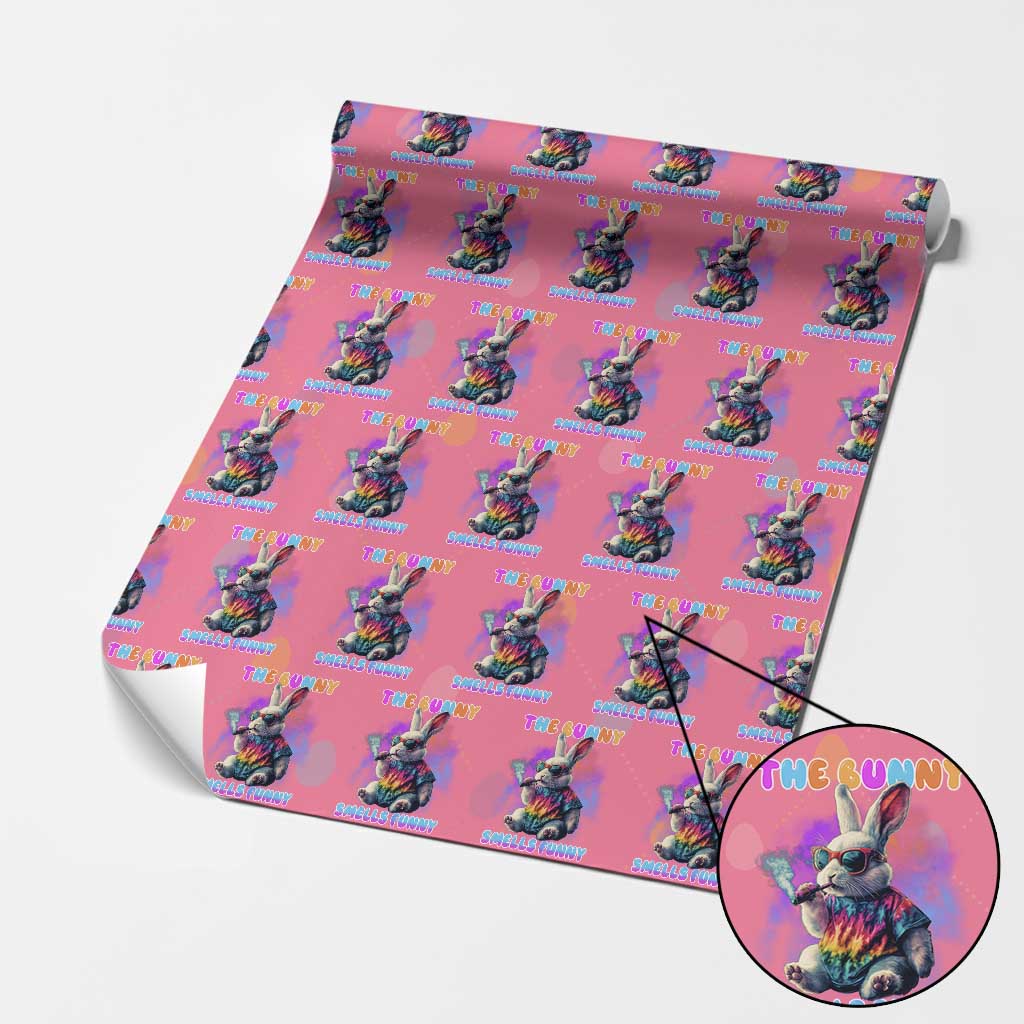 Happy 420 Easter Wrapping Paper Roll Funny Smoking Easter Bunny Smells Funny Easter TS10 Pink Print Your Wear