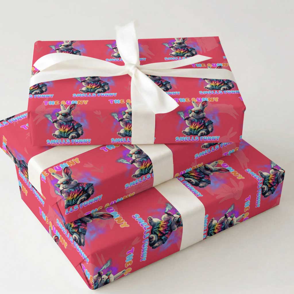 Happy 420 Easter Wrapping Paper Roll Funny Smoking Easter Bunny Smells Funny Easter TS10 Red Print Your Wear