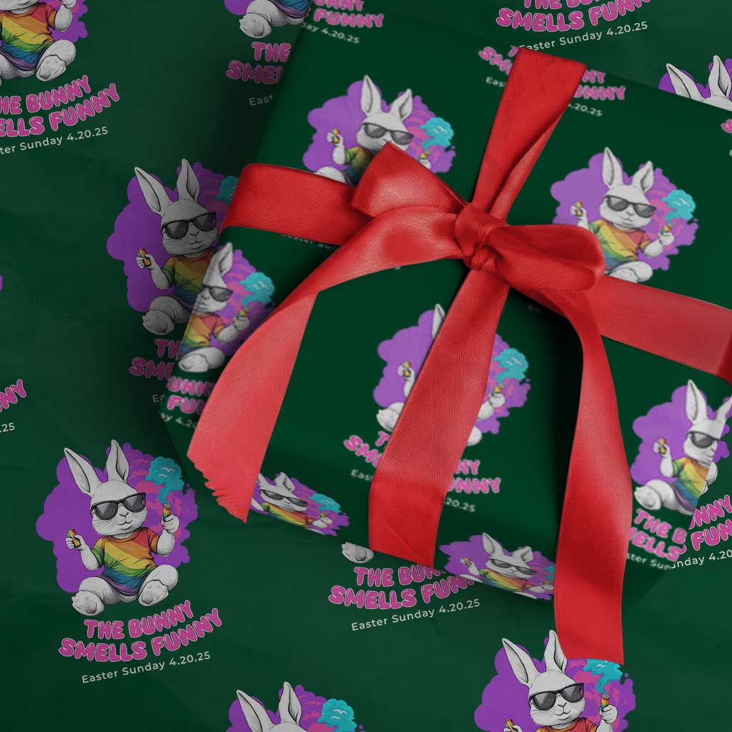 Happy 420 Easter Wrapping Paper Roll The Bunny Smells Funny TS02 Green Print Your Wear