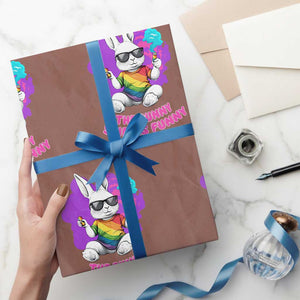 Happy 420 Easter Wrapping Paper Roll The Bunny Smells Funny TS02 Mocha Print Your Wear