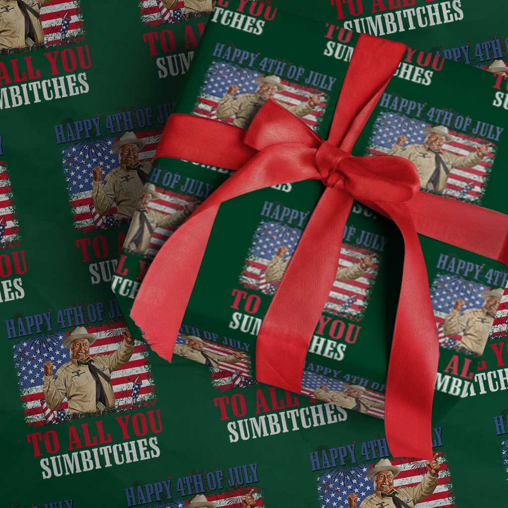 Happy 4th of July To All You Sumbitches Wrapping Paper Roll Funny Smokey Patriotic American 70s Movie The Bandit TS11 Green Print Your Wear