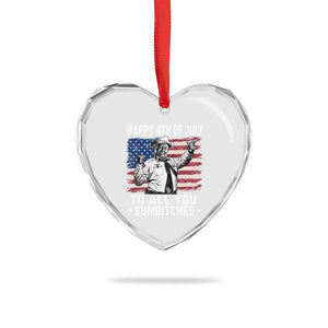 Happy 4th Of July To All You Sumbitches Heart Crystal Glass Ornament Funny Independence Day Meme American Flag