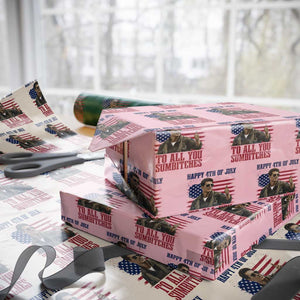 Happy 4th of July To All You Sumbitches Patriotic Graphic Wrapping Paper Roll Funny Fighter Pilot Retro Action Movie Humor Inspo