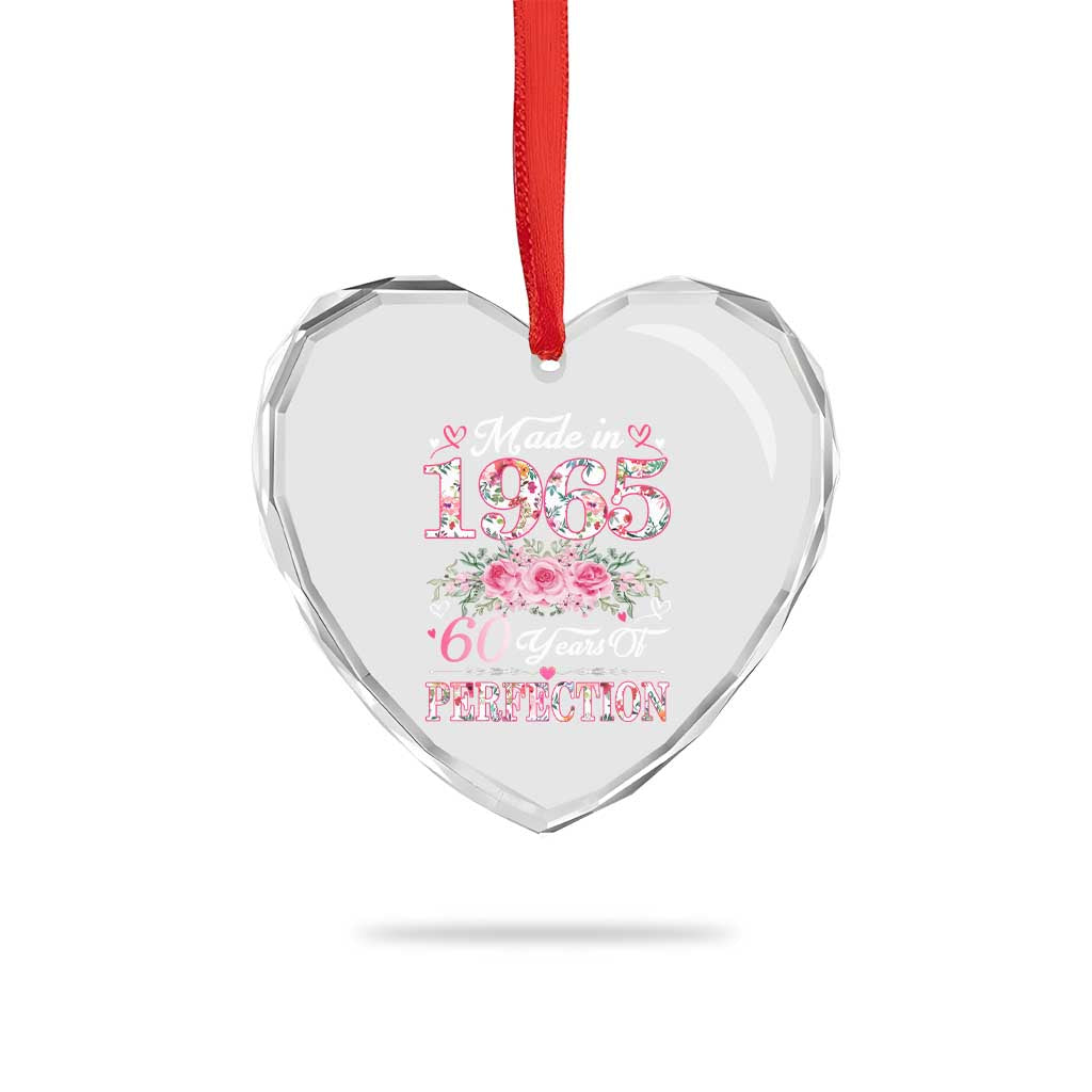 Happy 60th Birthday Floral Heart Crystal Glass Ornament Made In 1965 60 Years of Perfection TS02 Print Your Wear