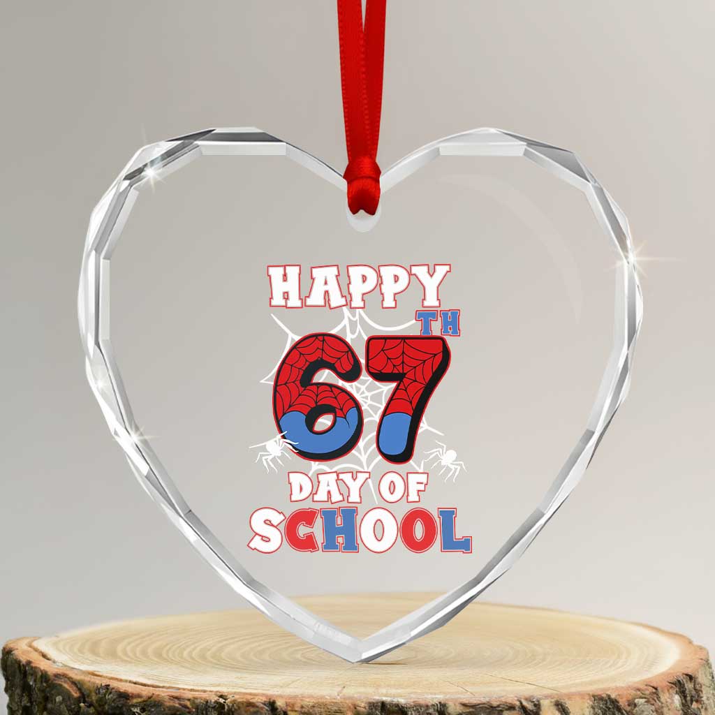 Happy 67th Day Of School Heart Crystal Glass Ornament Boys Girls Spider 67 Days TS10 Transparent Glass 3'' Heart Print Your Wear