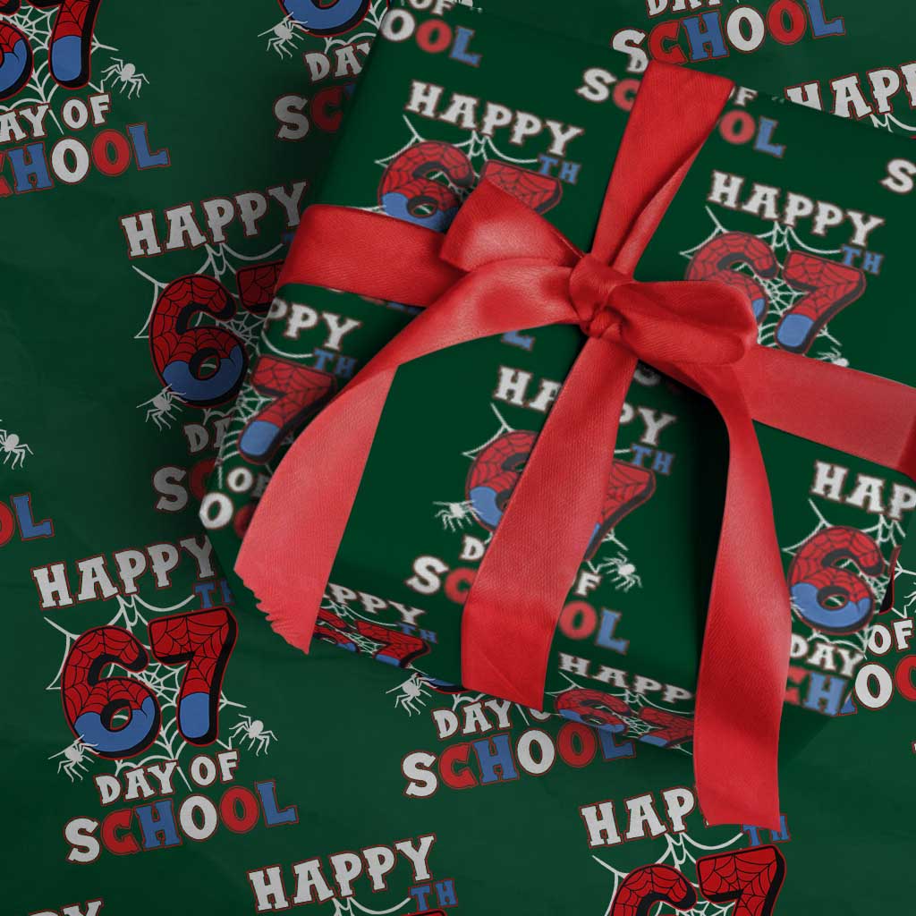 Happy 67th Day Of School Wrapping Paper Roll Boys Girls Spider 67 Days TS10 Green Print Your Wear
