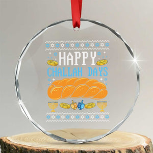Happy Challah Days Crystal Glass Ornament Ugly Hanukkah Food Lover Gift TS12 Transparent Glass 3'' Circle Print Your Wear