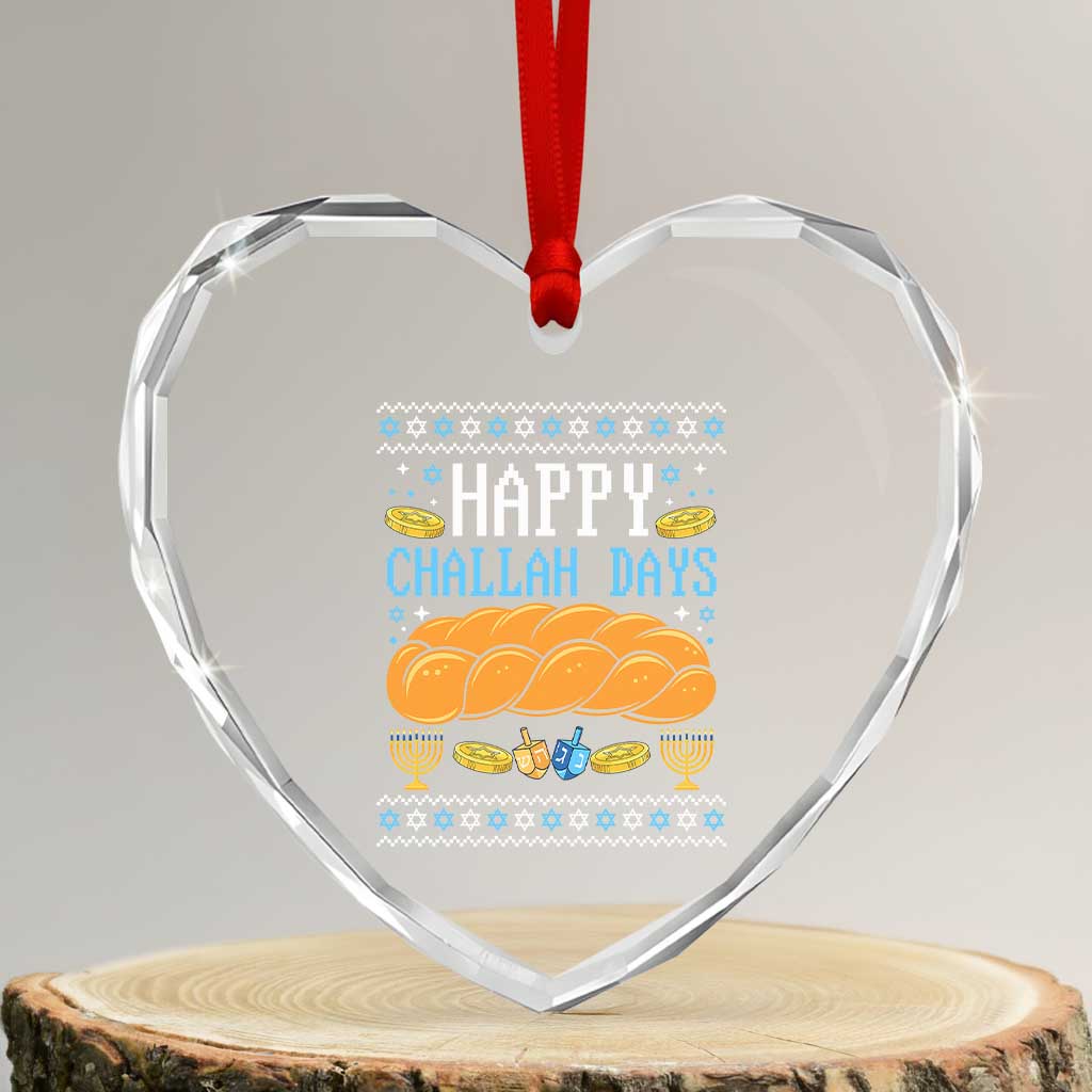 Happy Challah Days Heart Crystal Glass Ornament Ugly Hanukkah Food Lover Gift TS12 Transparent Glass 3'' Heart Print Your Wear