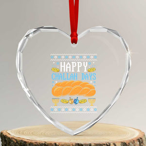 Happy Challah Days Heart Crystal Glass Ornament Ugly Hanukkah Food Lover Gift TS12 Transparent Glass 3'' Heart Print Your Wear