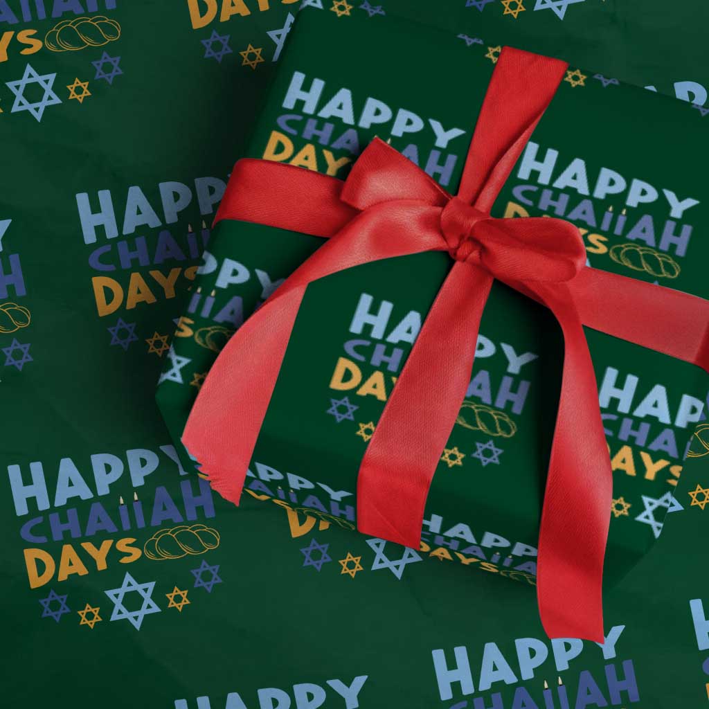 Happy Challah Days Wrapping Paper Roll Hanukkah Holiday Gift TS12 Green Print Your Wear