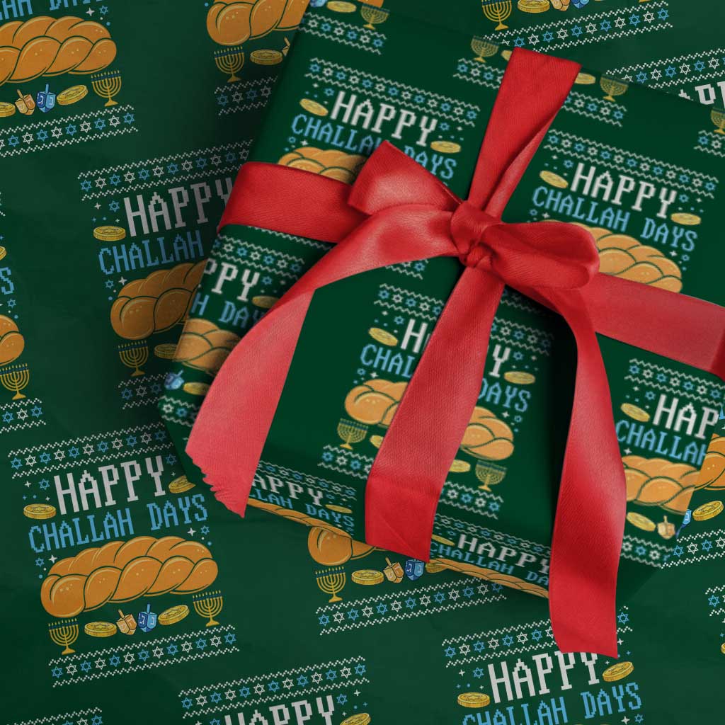 Happy Challah Days Wrapping Paper Roll Ugly Hanukkah Food Lover Gift TS12 Green Print Your Wear