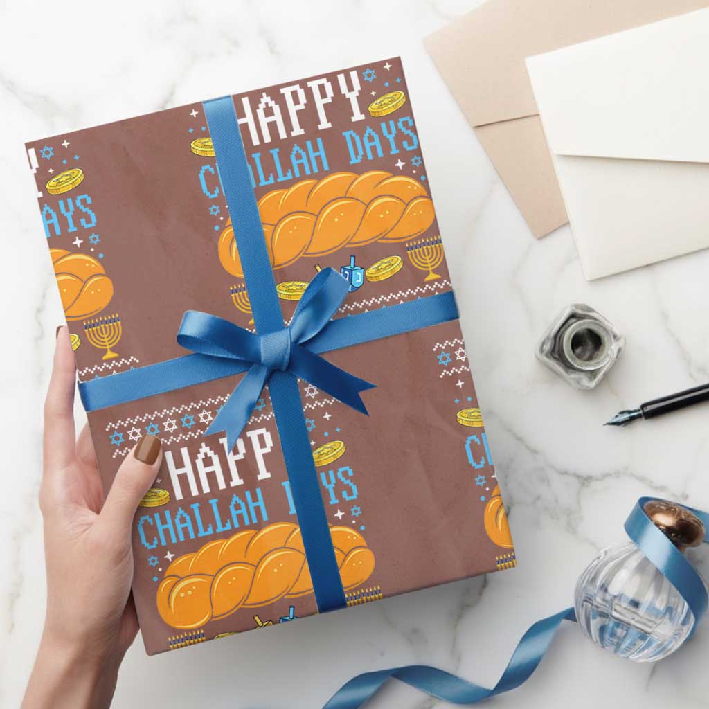 Happy Challah Days Wrapping Paper Roll Ugly Hanukkah Food Lover Gift TS12 Mocha Print Your Wear