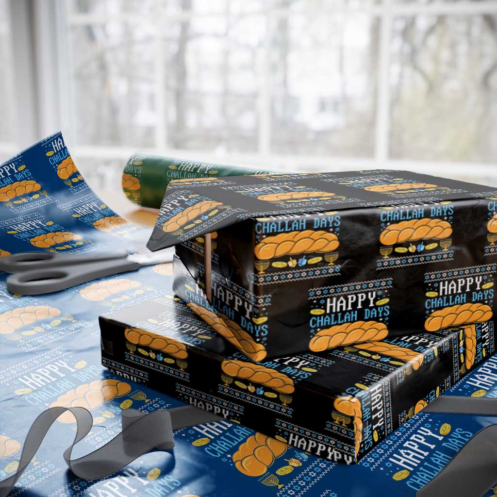 Happy Challah Days Wrapping Paper Roll Ugly Hanukkah Food Lover Gift TS12 Black Print Your Wear