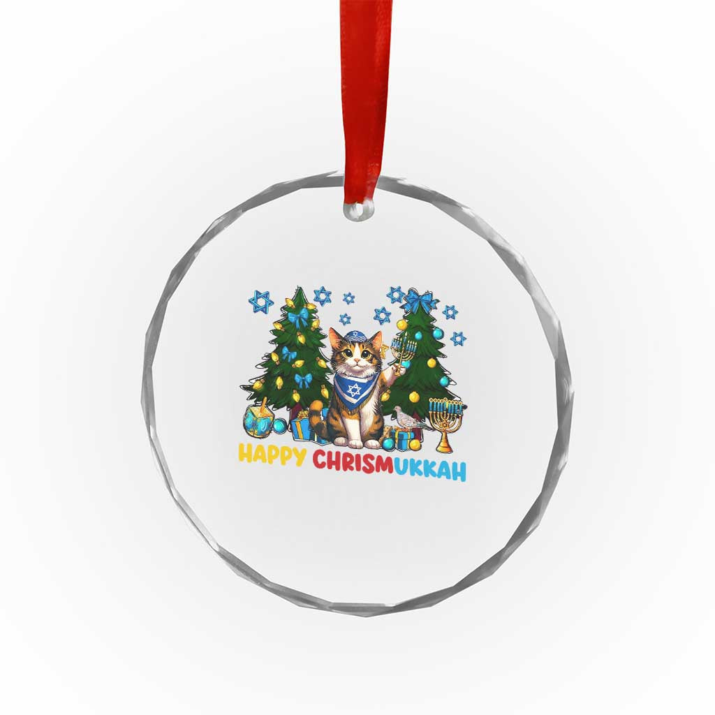 Happy Chrismukkah Crystal Glass Ornament Funny Christmas Hanukkah Cat Lover Gift TS12 Print Your Wear