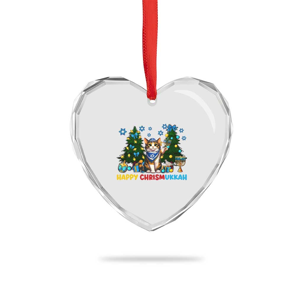 Happy Chrismukkah Heart Crystal Glass Ornament Funny Christmas Hanukkah Cat Lover Gift TS12 Print Your Wear
