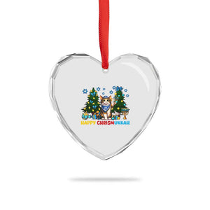 Happy Chrismukkah Heart Crystal Glass Ornament Funny Christmas Hanukkah Cat Lover Gift TS12 Print Your Wear