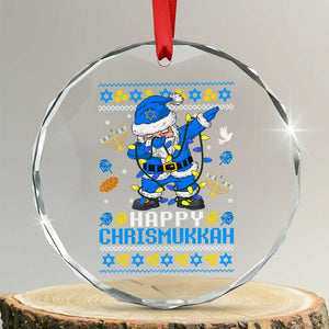 Happy Chrismukkah Merry Xmas Hanukkah Crystal Glass Ornament Dabbing Santa Ugly Chanukah Jewish TS10 Transparent Glass 3'' Circle Print Your Wear