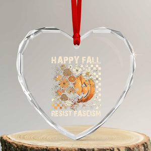 Happy Fall Resist Fascism Heart Crystal Glass Ornament Halloween Fall Pumpkin TS11 Transparent Glass 3'' Heart Print Your Wear