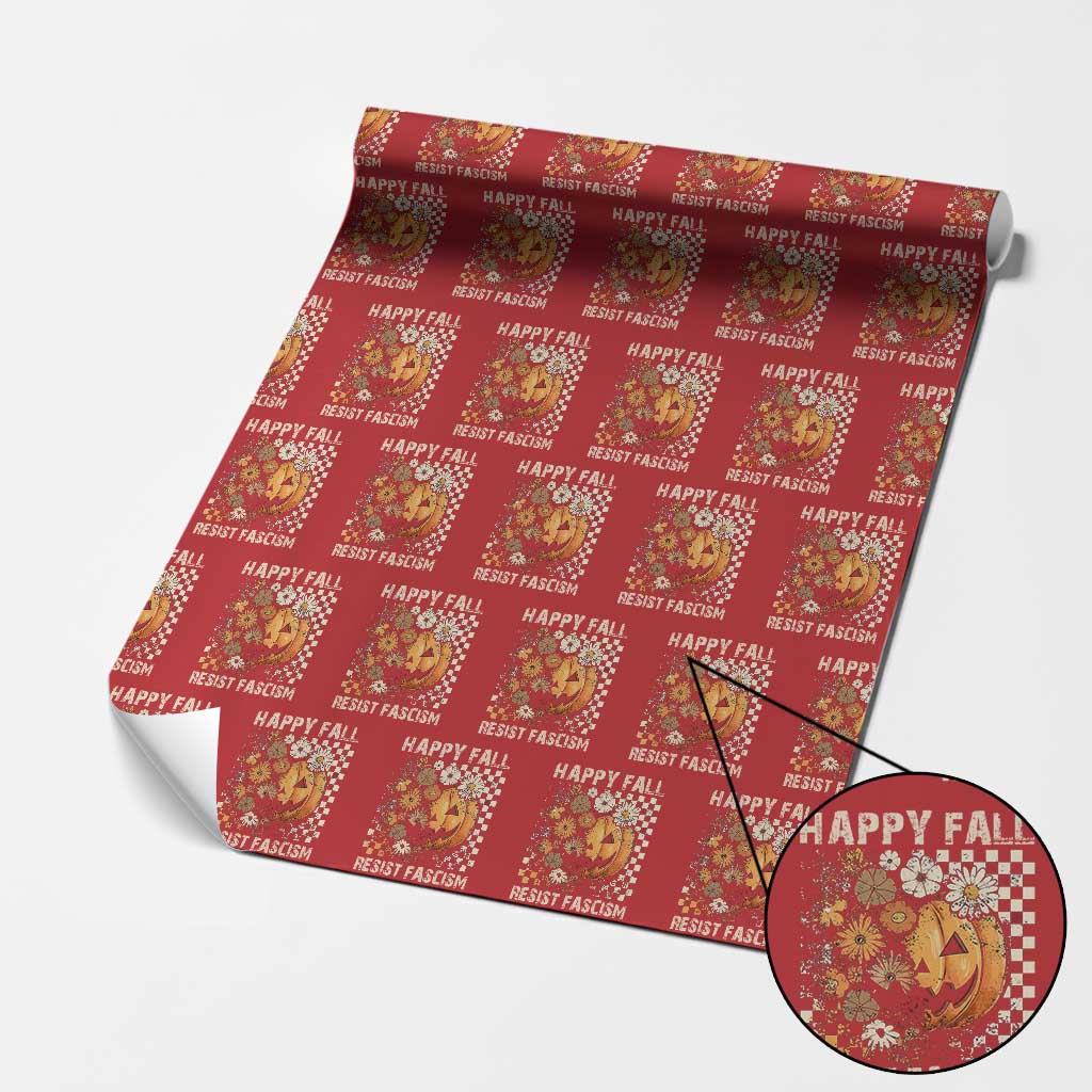 Happy Fall Resist Fascism Wrapping Paper Roll Halloween Fall Pumpkin TS11 Red Print Your Wear