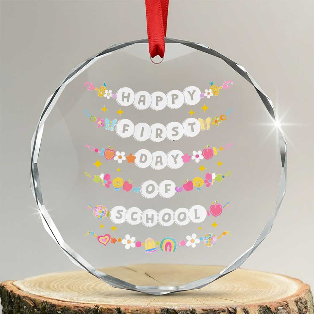Happy First Day Of School Crystal Glass Ornament Teacher Kids Back To School Bracelets TS10 Transparent Glass 3'' Circle Print Your Wear