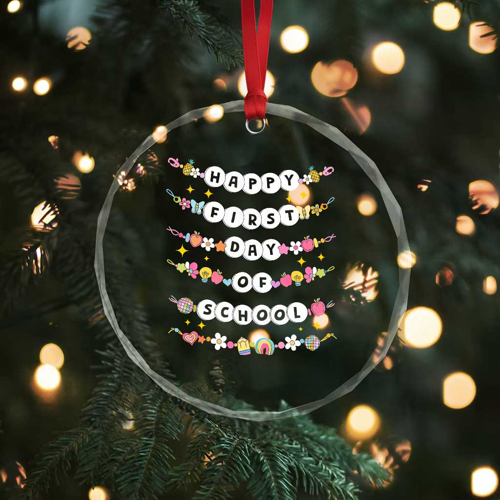 Happy First Day Of School Crystal Glass Ornament Teacher Kids Back To School Bracelets TS10 Print Your Wear
