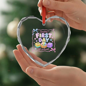 Happy First Day Of School Cute Kawaii Squishy Back To School Graphic Heart Crystal Glass Ornament