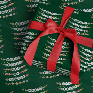 Happy First Day Of School Wrapping Paper Roll Teacher Kids Back To School Bracelets TS10 Green Print Your Wear