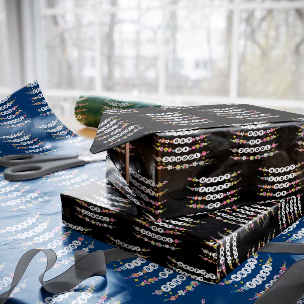 Happy First Day Of School Wrapping Paper Roll Teacher Kids Back To School Bracelets TS10 Black Print Your Wear