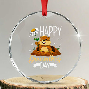 Happy Groundhog Day Crystal Glass Ornament Punxsutawney Phil Groundhog Lover TS02 Transparent Glass 3'' Circle Print Your Wear