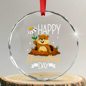 Happy Groundhog Day Crystal Glass Ornament Punxsutawney Phil Groundhog Lover TS02 Transparent Glass 3'' Circle Print Your Wear