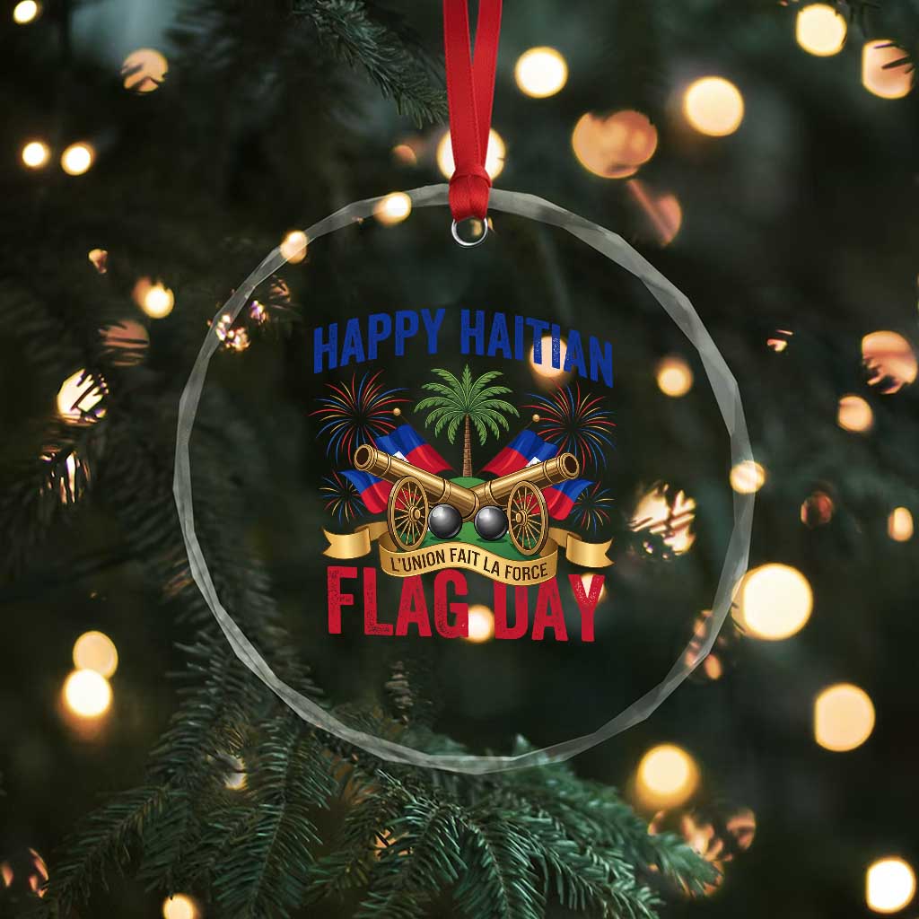 Happy Haitian Flag Day Celebration Graphic Crystal Glass Ornament May 18 National Pride Haiti Heritage TS02 Print Your Wear