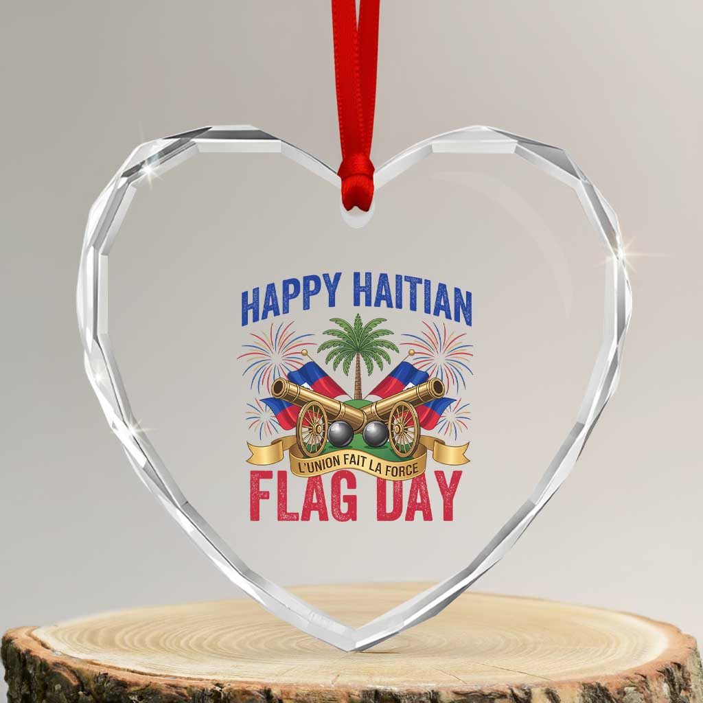 Happy Haitian Flag Day Celebration Graphic Heart Crystal Glass Ornament May 18 National Pride Haiti Heritage TS02 Transparent Glass 3'' Heart Print Your Wear