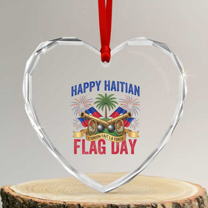 Happy Haitian Flag Day Celebration Graphic Heart Crystal Glass Ornament May 18 National Pride Haiti Heritage TS02 Transparent Glass 3'' Heart Print Your Wear