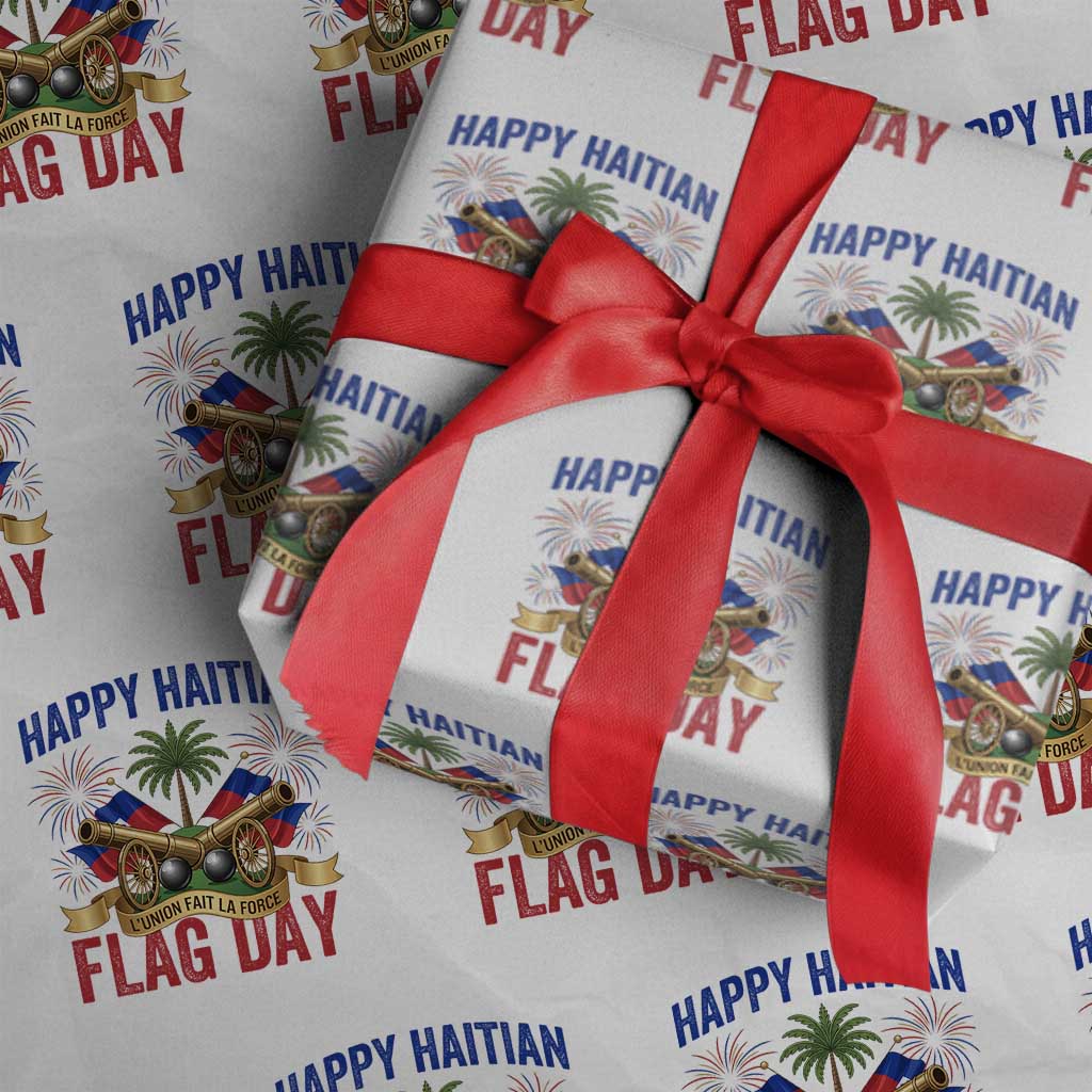 Happy Haitian Flag Day Celebration Graphic Wrapping Paper Roll May 18 National Pride Haiti Heritage TS02 White Print Your Wear
