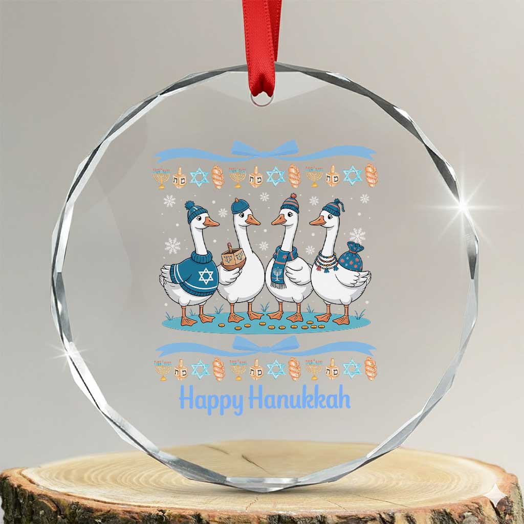 Happy Hanukkah Crystal Glass Ornament Funny Silly Goose Chanukah TS14 Transparent Glass 3'' Circle Print Your Wear