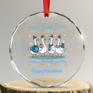 Happy Hanukkah Crystal Glass Ornament Funny Silly Goose Chanukah TS14 Transparent Glass 3'' Circle Print Your Wear