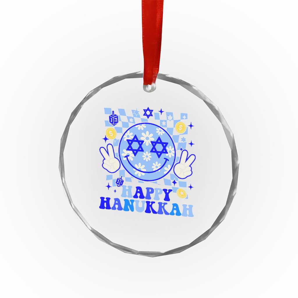 Happy Hanukkah Crystal Glass Ornament Groovy Star Of David Smile Face Chanukah Pajama TS10 Print Your Wear