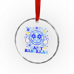 Happy Hanukkah Crystal Glass Ornament Groovy Star Of David Smile Face Chanukah Pajama TS10 Print Your Wear