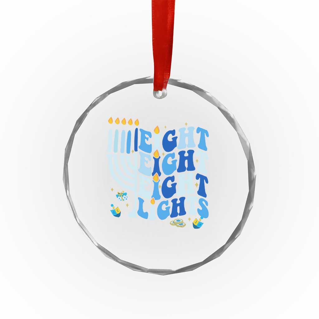 Happy Hanukkah Crystal Glass Ornament Retro Groovy Eight Nights and Eight Lights TS10 Print Your Wear