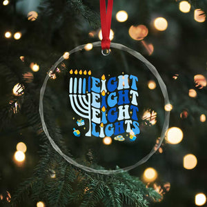 Happy Hanukkah Crystal Glass Ornament Retro Groovy Eight Nights and Eight Lights TS10 Print Your Wear